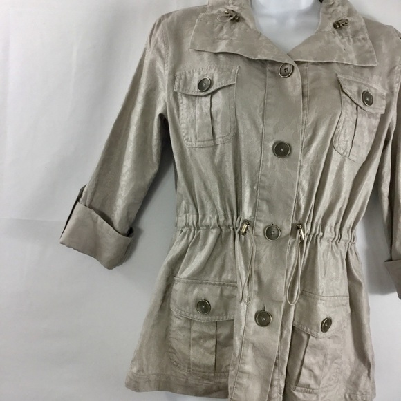 Chico’s Delicate Shimmer Ginette 3/4 Sleeve Utility Jacket Size S - Picture 4 of 10